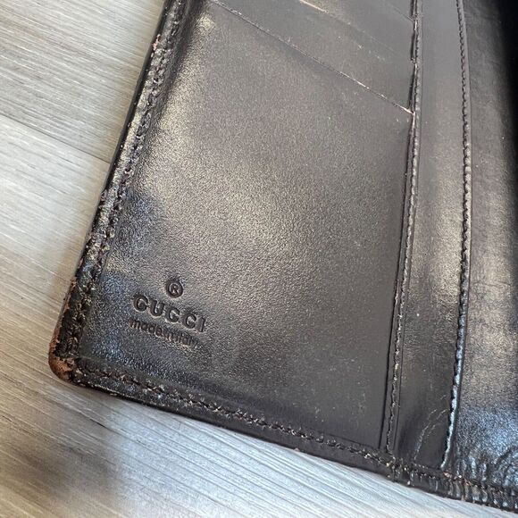 Gucci Canvas Long Wallet- Rare Brown Wood Magnet Clasp Vintage Monogram - Picture 6 of 16